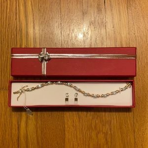 Topaz gold earring necklace gift  set